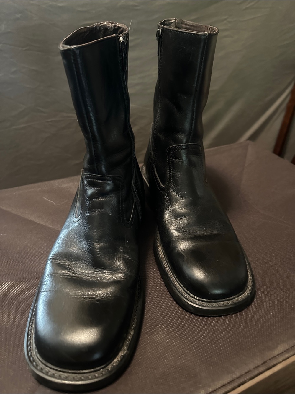 Kenneth Cole Men's Black Leather Mid-Calf Zip Boots